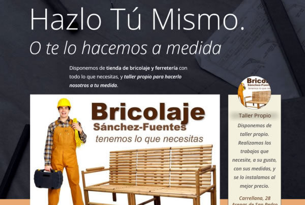 Bricolaje Sánchez-Fuentes, maderas, cerramientos de fincas, tableros, toldos y pérgolas, ferretería