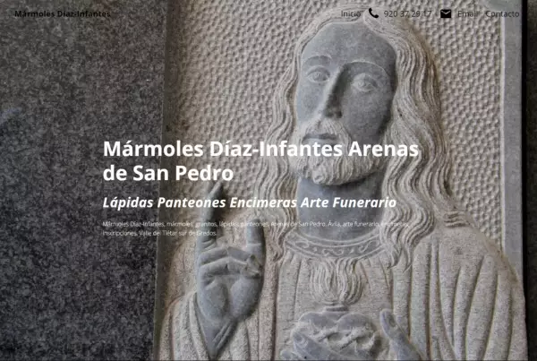 Mármoles Díaz-Infantes, mármoles, granitos, lápidas, panteones, Arenas de San Pedro Ávila, arte funerario, encimeras, inscripciones